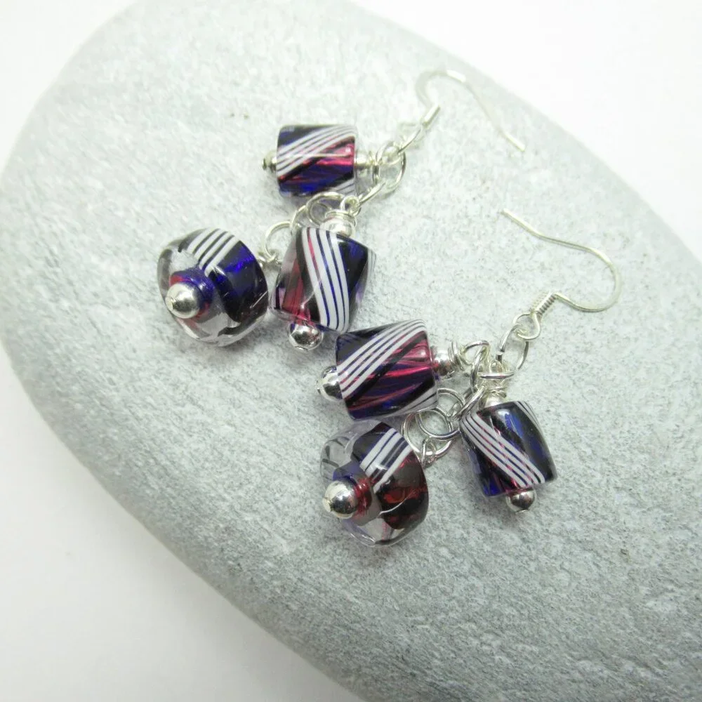 Cane Glass dangle earrings